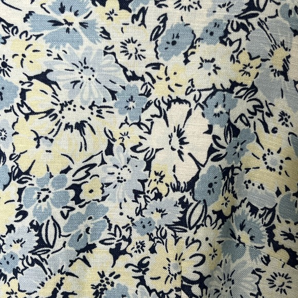 Eddie Bauer Dress 16 Blue Yellow Floral Print Linen Blend Button Front - Picture 6 of 12